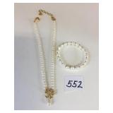 PEARL NECKLACE AND BRACELET