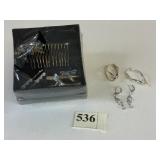 BOX HAIR BARRETTE SET OPEN UNUSED SILVER 925