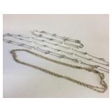 THREE SILVER 925 CHAIN NECKLACES ONE SET OF 2 ONE