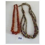 TRIPLE STRAND BOHO MULTICOLOR BEADED NECKLACE