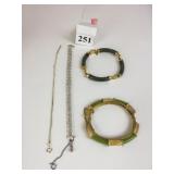 TWO SILVER TONE BRACELETS AND TWO ORIENTAL STYLE