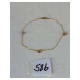 14K CHAIN BRACELET WITH HEARTS 1.50G