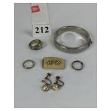 HINGED SILVER METAL BRACELET WITH SAFETY CHAIN