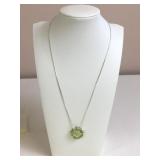 PERIDOT SLIDE PENDANT NECKLACE SILVER 925 18"