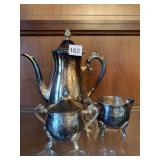 LEONARD SILVERPLATED TEA KETTLE WITH CREAMER AND