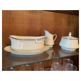 IVORY CHINA MIKASA GRAVY DISH WITH CREAMER AND