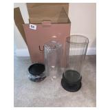 NEW GLASS CANDLE HOLDERS WITH BOX