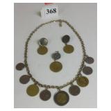 SILVER 925 NECKLACE AND EARRINGS WITH GOLD TONE