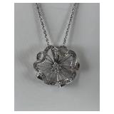 SILVER 925 OPEN WORK FILIGREE PENDANT NECKLACE