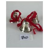 STERLING SILVER BELL WITH RED VELVET RIBBON