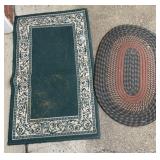 TWO RUGS, GREEN RUG IS 40" LONG AND OTHER RUG IS