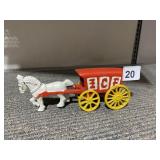 CAST IRON HORSE DRAWN CARRIAGE 3.5" H