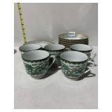 NORITAKE SAUCERS, BOWLS, HAND PAINTED TEACUPS