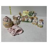 PIG DESIGN TEAPOT, CREAMER/SUGAR, S&P, NAPKIN