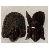 CARVED MASK WALL HANGINGS 7" H