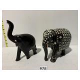 CARVED ELEPHANTS 6" H, BOTH MISSING 1 AND BOTH