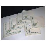 VINTAGE HAND STITCHED CLOTH NAPKINS, 6 TOTAL