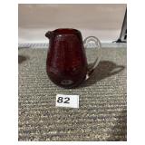 RUBY CRACKLE GLASS, APPLIED CLEAR HANDLE, PONTAL