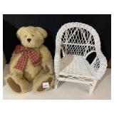 BOYD BEAR WITH WICKER CHAIR