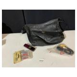 PURSE, EMPTY PERFUME BOTTLE, ETC.