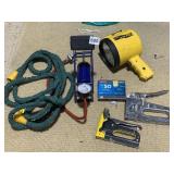 BIKE PUMP, HOSE, STAPLE GUNS, STAPLES, SPOTLIGHT
