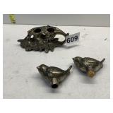 MADE IN JAPAN PEWTER LOVE BIRDS SALT AND PEPPER