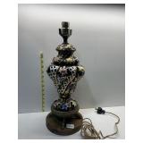 BRASS BASE WITH PORCELAIN HAND PAINTED LAMP