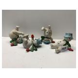 4 TUMBLING SNOWMAN FIGURINES