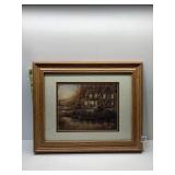 FRAMED AND DOUBLE MATTED FARMHOUSE SCENE, 17X15