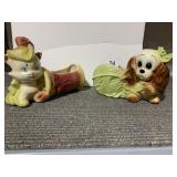 PLANTERS CAT & DOG 5" H