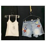 INDIGO REIN SHORTS SZ 7, FOREVER 21 TANK TOP SZ S