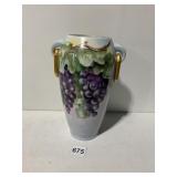 VASE HAND PAINTED 9" H, SMALL CHIP