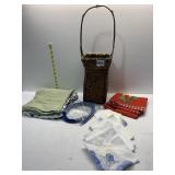 BASKET 18" H NAPKINS, PILLOWCASES