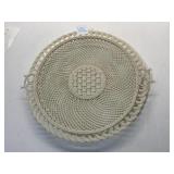 BELLEEK BASKET WEAVE TWIG CAKE PLATE SEE PHOTO