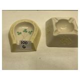 SHAMROCK BELLEEK ASHTRAY GREEN MARK