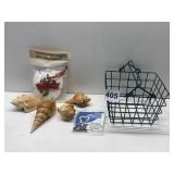 SEA SHELLS, BASKET , ETC.