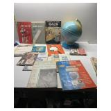 WORLD GLOBE, ARCHERY BOOK, SLIDE RULE BOOK, ETC.