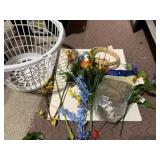 BASKET, ARTIFICIAL FLOWERS