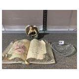 ANGEL FIGURINE, HEART SHAPED DISH, FAUX BOOK