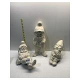 UNFINISHED POTTERY GARDEN GNOMES, ONE SITTER, ONE