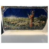 38X20 RELIGIOUS TAPESTRY, SOME FRAYED EDGE