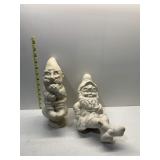 UNFINISHED POTTERY GARDEN GNOMES, ONE ON