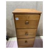 3 DRAWER PINE STAND 28 H X 13.5 W X 11.5 D