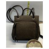 BROWN FELT PURSE, NICE CONDITION, VINTAGE EYE