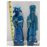 AQUA BLUE ASIAN FIGURES, MAN AND WOMAN