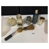 VINTAGE PERFUME BOTTLES, MAKE UP BRUSHES
