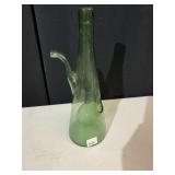 GREEN GLASS WINE CHILLER BOTTLE, ICE HOLDER