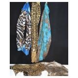 ASSORTED SCARVES AND SILK FEEL PILLOWCASE