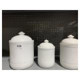 3 PIECE WHITE RIBBED CANISTER SET