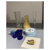 COASTERS, COBALT HEART 3" VASE, GLASS, BUD VASE